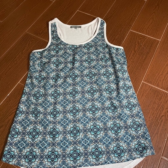 Retro-ology Blue and white racer back tank top size small spandex floral print - Picture 3 of 12